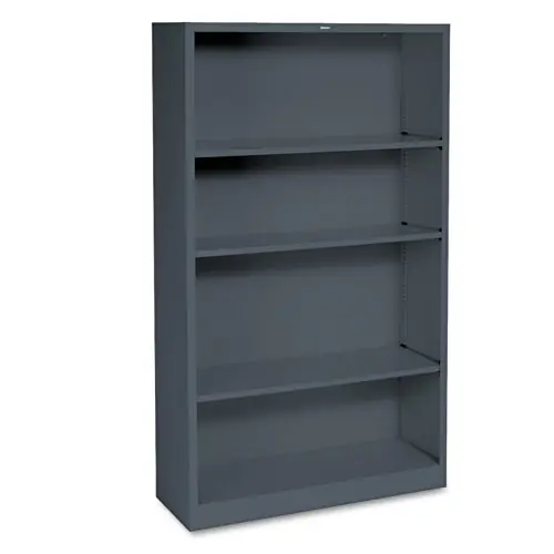 HON® Metal Bookcase, Four-Shelf, 34.5w x 12.63d x 59h, Charcoal