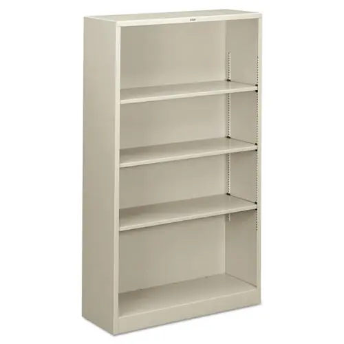 HON® Metal Bookcase, Four-Shelf, 34.5w x 12.63d x 59h, Light Gray