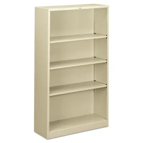 HON® Metal Bookcase, Four-Shelf, 34.5w x 12.63d x 59h, Putty