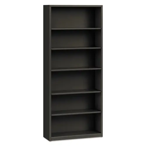 HON® Metal Bookcase, Six-Shelf, Charcoal, 34.5"W x 12.63"D x 81.13"H