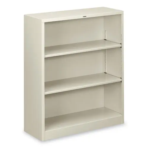 HON® Metal Bookcase, Three-Shelf, Light Gray