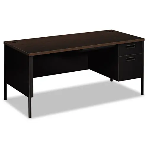 HON® Metro Classic Series Right Pedestal "L" Workstation Desk, Mocha/Black
