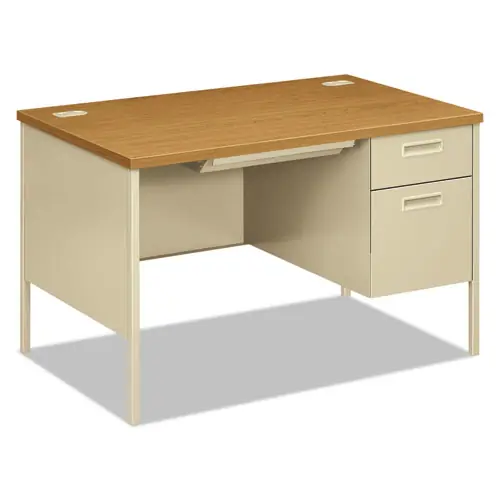 HON® Metro Classic Series Right Pedestal Desk, Harvest/Putty, 48"W x 30"D x 29.5"H