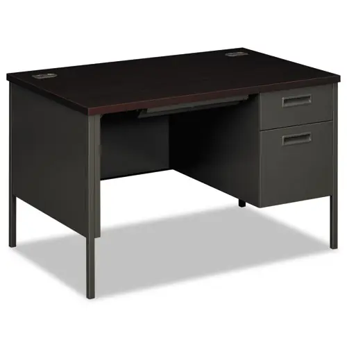 HON® Metro Classic Series Right Pedestal Desk, Mahogany/Charcoal