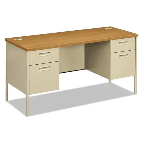 HON® Metro Series Kneespace Credenza, 60w x 24d x 29.5h, Harvest/Putty
