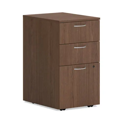 HON® Mod Mobile Pedestal, 3-Drawer, Box/Box/File, Legal/Letter, Sepia Walnut