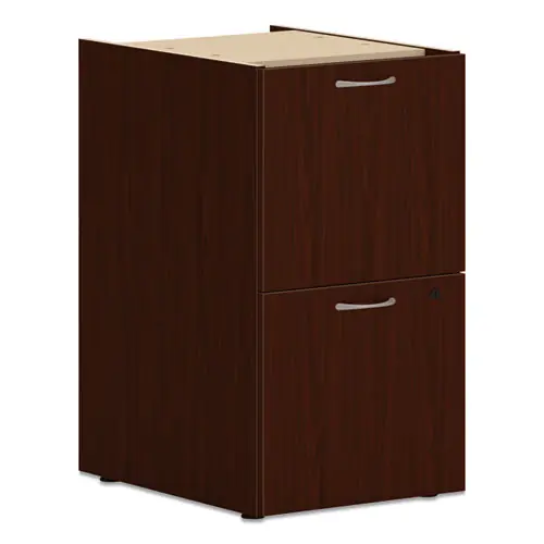 HON® Mod Support Pedestal, 2 Legal/Letter-Size File Drawers, Traditional Mahogany