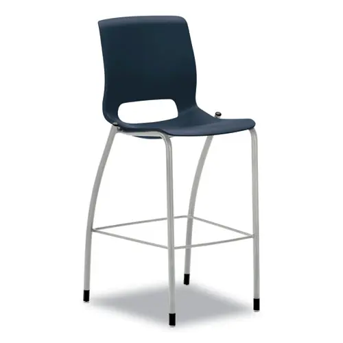 HON® Motivate Four-Leg Cafe Height Stool, Supports Up to 300 lb, 30" Seat Height, Regatta Seat, Regatta Back, Platinum Base