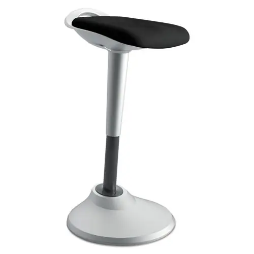 HON® Perch Series Seat, Backless, Black Seat, Silver Base, Supports Up to 250 lb