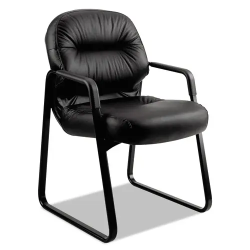 HON® Pillow-Soft 2090 Series Guest Arm Chair, Leather Upholstery, Black