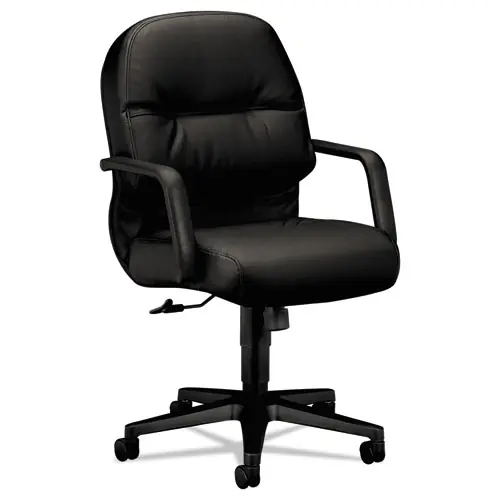 HON® Pillow-Soft 2090 Series Leather Managerial Mid-Back Swivel/Tilt Chair, Black