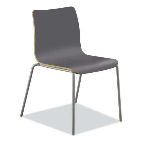 HON® Ruck Laminate Chair, Supports Up to 300 lb, 18" Seat Height, Charcoal Seat/Back, Silver Base