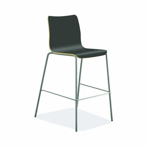 HON® Ruck Laminate Stool, Supports Up to 300 lb, 30" Seat Height, Charcoal Seat/Back, Silver Base