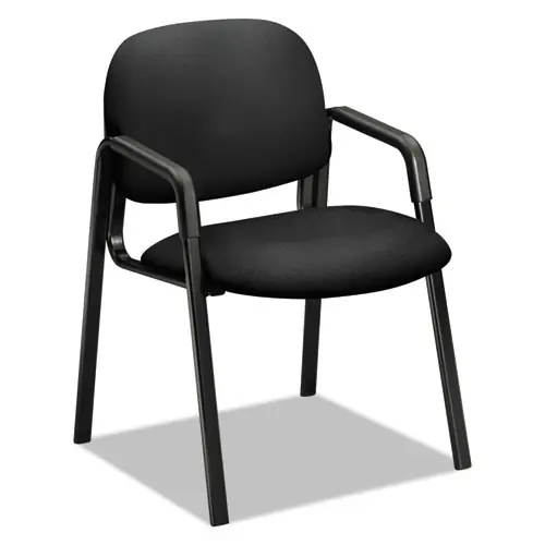 HON® Solutions Seating 4000 Series Guest Chair with Fabric Upholstery, Black Seat and Back, Black Steel Base