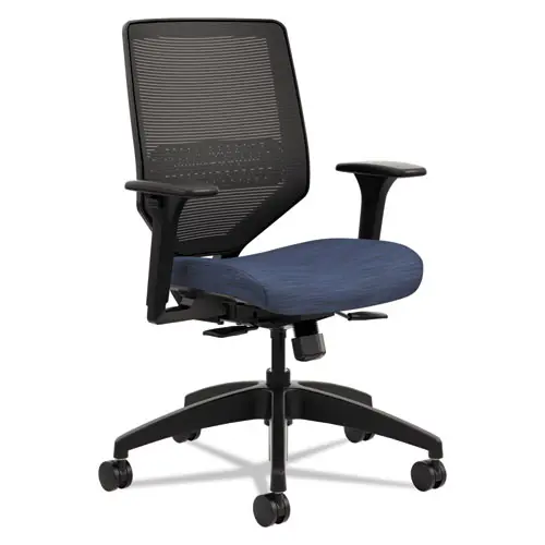 HON® Solve Series Mesh Back Task Chair, Supports Up to 300 lb, 16" to 22" Seat Height, Midnight Seat, Black Back/Base