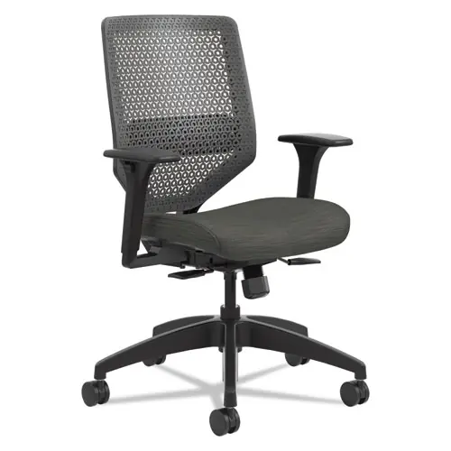 HON® Solve Series ReActiv Back Task Chair, Supports Up to 300 lb, 18" to 23" Seat Height, Ink Seat, Charcoal Back, Black Base