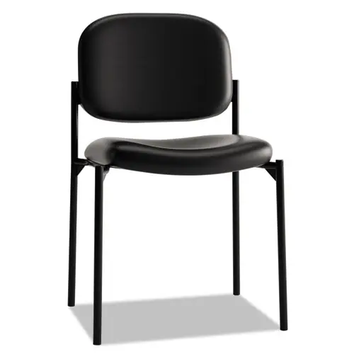 HON® VL606 Stacking Guest Chair without Arms, Bonded Leather, Black
