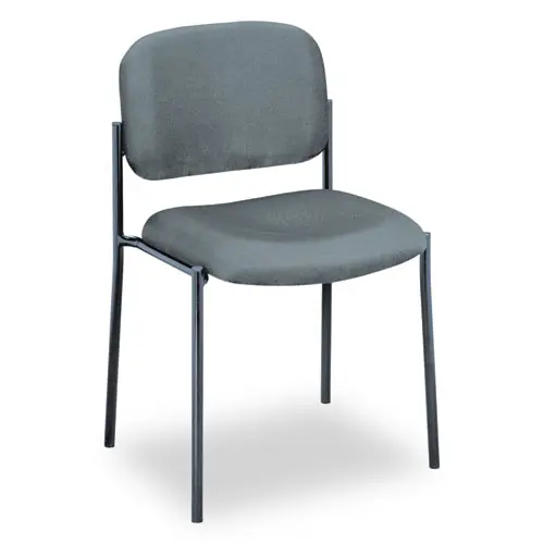 HON® VL606 Stacking Guest Chair without Arms, Charcoal, Black Steel Base