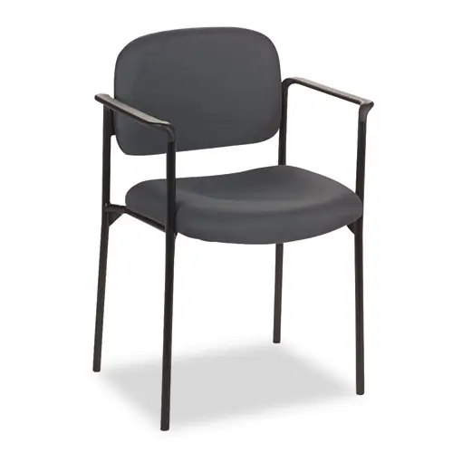 HON® VL616 Stacking Guest Chair with Arms, Charcoal, Black Base