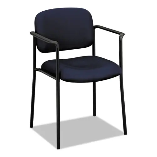HON® VL616 Stacking Guest Chair with Arms, Navy Fabric Upholstery, Black Base