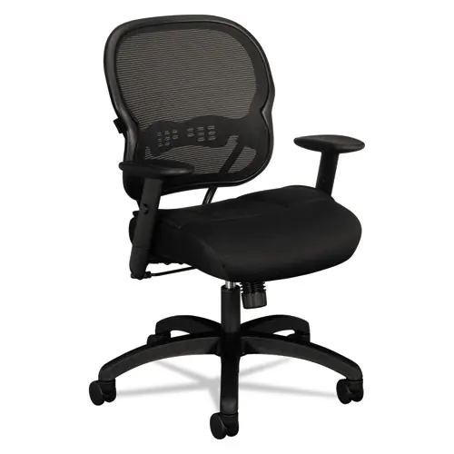 HON® Wave Mesh Mid-Back Task Chair, Supports Up to 250 lb, 18" to 22.25" Seat Height, Black