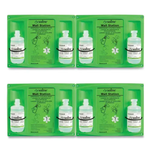 Honeywell Double Bottle Sterile Saline Eye Wash Wall Station, 16 oz Bottles, 2 Bottles/Station