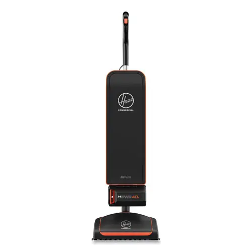 Hoover® Commercial HVRPWR 40V Cordless Upright Vacuum, 13" Cleaning Path, Black/Orange