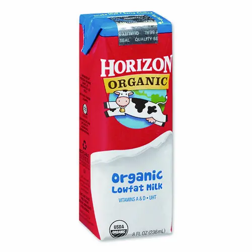 Horizon Organic Low Fat Milk, 1% Plain, 8 oz, 18/Carton
