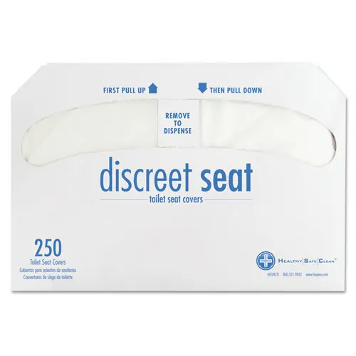 HOSPECO® Discreet Seat Half-Fold Toilet Seat Covers, White, 250/Pack, 20 Packs/Carton
