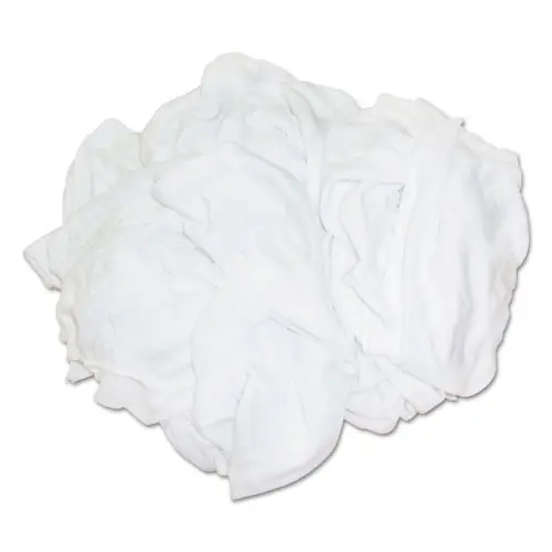 HOSPECO® New Bleached White T-Shirt Rags, Multi-Fabric, 25 lb Polybag