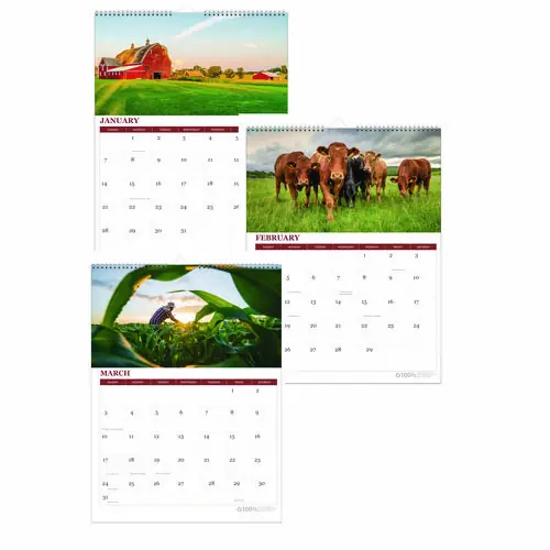 House of Doolittle™ 100% Recycled Farm Life Wall Calendar, 2025, 11 x 14, White/Multicolor