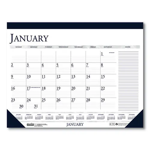 House of Doolittle™ 100% Recycled Two-Color Monthly Desk Pad Calendar with Large Notes Section