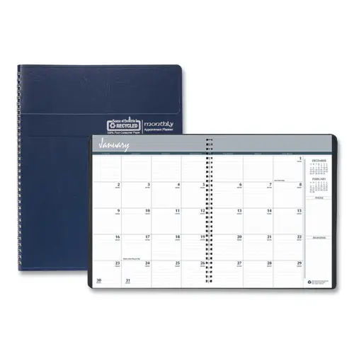 House of Doolittle™ 14-Month Recycled Ruled Monthly Planner, Blue Cover, 14-Month: Dec 2024 to Jan 2026