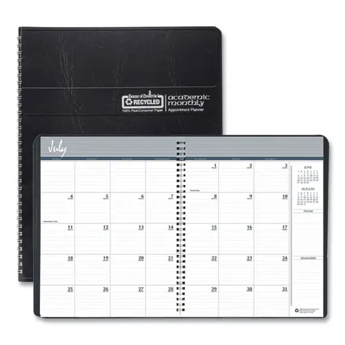 House of Doolittle™ Academic Year 14-Month Recycled Ruled Monthly Planner, 11 x 8.5, Black Cover, July 2024 - August 2025