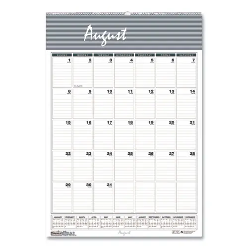 House of Doolittle™ Academic Year Bar Harbor Recycled Wirebound Monthly Wall Calendar, 2024-2025, 12 x 17, White/Blue, 12-Month (Aug-July)