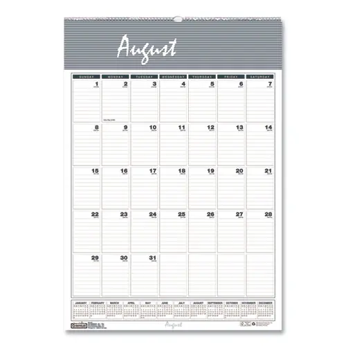 House of Doolittle™ Academic Year Bar Harbor Recycled Wirebound Monthly Wall Calendar, 2024-2025, 12-Month (Aug-July), 15.5" x 22", White/Blue