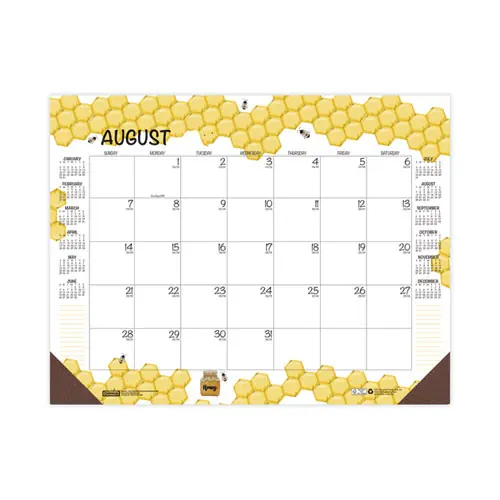 House of Doolittle™ Academic Year Recycled Honeycomb Desk Pad Calendar, 22 x 17, White/Multicolor, 12-Month (Aug to July), 2024-2025