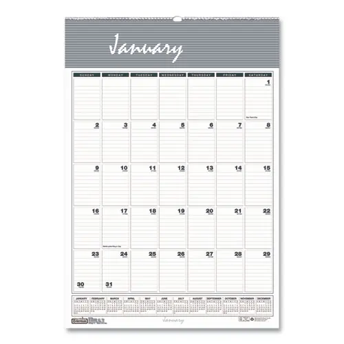House of Doolittle™ Bar Harbor Recycled Wirebound Monthly Wall Calendar, 12 x 17, White/Blue/Gray Sheets, 2025