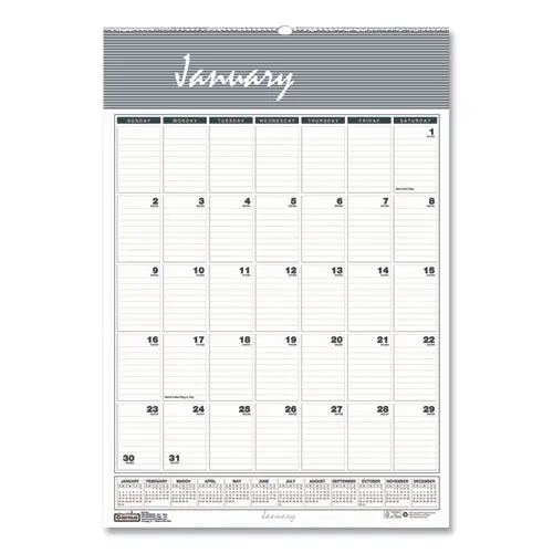 House of Doolittle™ Bar Harbor Recycled Wirebound Monthly Wall Calendar, 15.5 x 22, White/Blue/Gray Sheets, 12-Month (Jan-Dec): 2025