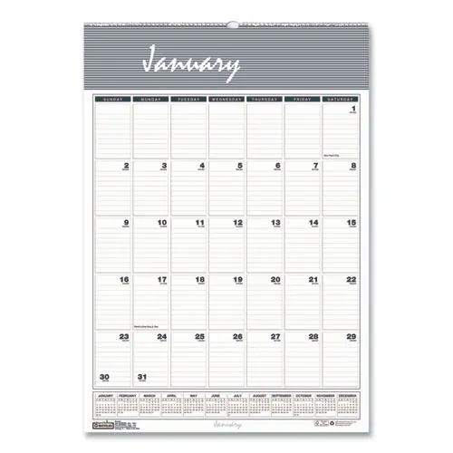 House of Doolittle™ Bar Harbor Recycled Wirebound Monthly Wall Calendar, 22 x 31.25, White/Blue/Gray Sheets, 12-Month (Jan-Dec): 2025