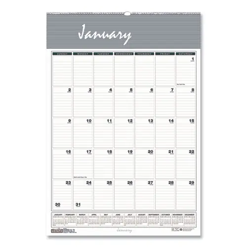 House of Doolittle™ Bar Harbor Recycled Wirebound Monthly Wall Calendar, 8.5 x 11, White/Blue/Gray Sheets, 12-Month (Jan-Dec): 2025