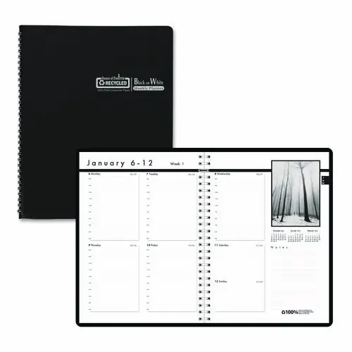 House of Doolittle™ Black-on-White Photo Weekly Appointment Book, 11 x 8.5, Landscape Photography, Black Cover, 12-Month (Jan to Dec) 2025