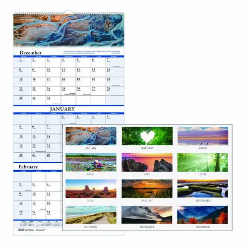 House of Doolittle™ Earthscapes™ 100% Recycled Scenic Three-Month Format Vertical Wall Calendar