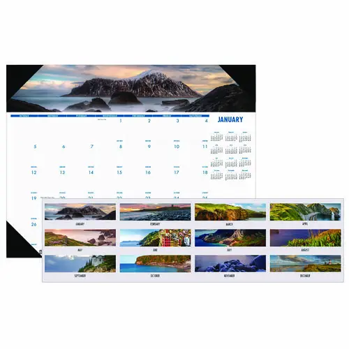 House of Doolittle™ Earthscapes Recycled Monthly Desk Pad Calendar, Coastlines Photos, 18.5 x 13, Black Binding/Corners, 12-Month (Jan-Dec) 2025