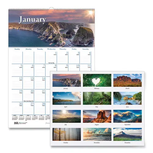 House of Doolittle™ Earthscapes Recycled Monthly Wall Calendar, 12 x 16.5, White Sheets, 12-Month (Jan-Dec) 2025
