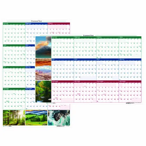House of Doolittle™ Earthscapes Recycled Reversible/Erasable Yearly Wall Calendar, 18 x 24, 12-Month (Jan-Dec), 2025