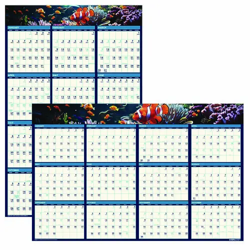 House of Doolittle™ Earthscapes Recycled Reversible/Erasable Yearly Wall Calendar, Sea Life Photos, 2025, 12-Month (Jan-Dec)