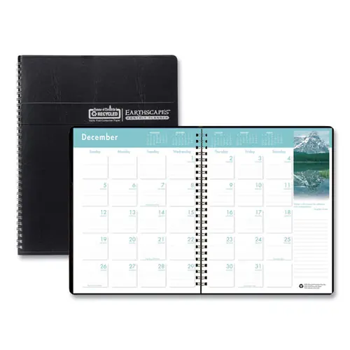 House of Doolittle™ Earthscapes Recycled Ruled Monthly Planner, Landscapes Color Photos, 11 x 8.5, Black Cover, 14-Month: Dec 2024 to Jan 2026