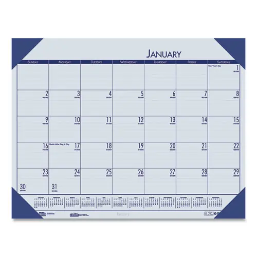 House of Doolittle™ EcoTones Recycled Monthly Desk Pad Calendar, 18.5 x 13, Ocean Blue, Black Binding, 12-Month (Jan-Dec) 2025