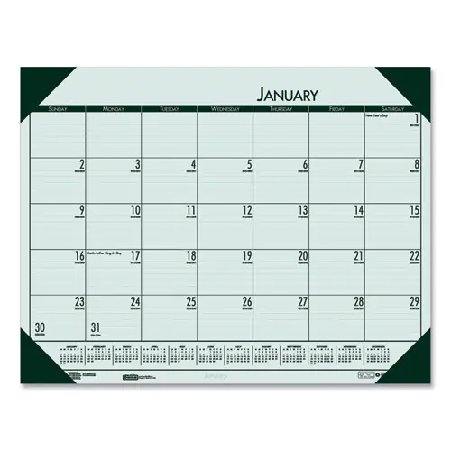 House of Doolittle™ EcoTones Recycled Monthly Desk Pad Calendar, 22 x 17, Green-Tint/Woodland Green, 12-Month (Jan to Dec) 2025